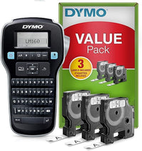 DYMO Kit básico con etiquetadora LabelManager 160 | Impresora portátil con 3 Rollos de Cinta para Etiquetas Dymo D1 | Teclado AZERTY | Ideal para la Oficina o el hogar