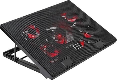 Mars Gaming MNBC2, Base PC, 5 Ventiladores, LED Roja, 2 x USB 2.0, 17.35", Negro