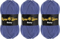 Baby Yarn #3 Light Worsted DK - Hilo acrílico antibolitas para tejer y ganchillo (paquete de 3, 604 azul marino)