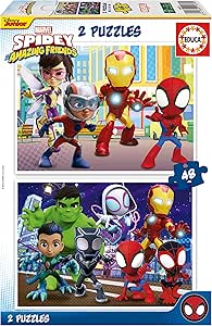 Educa - Set de 2 puzzles infantiles con 48 piezas de cartón | Spidey & Amazing Friends, Marvel. A partir de 4 5 6 años (19678)