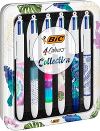 BIC 4 Colores Decors Collection Series Botanical y Tie Dye Bolígrafos de Punta Media (1,00 mm) - Material escolar, papeleria y oficina, boligrafos bonitos - Ideas de regalos