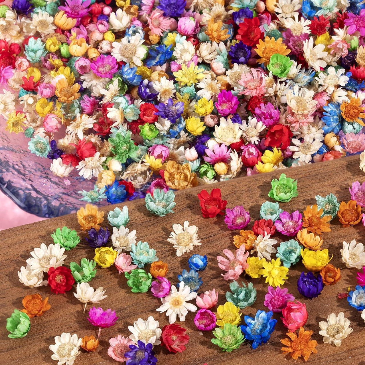 Ruzister 280 Flores secas pequeñas para Manualidades – Mini Flores secas para Resina, pequeñas Flores prensadas secas Naturales a Granel para Bricolaje