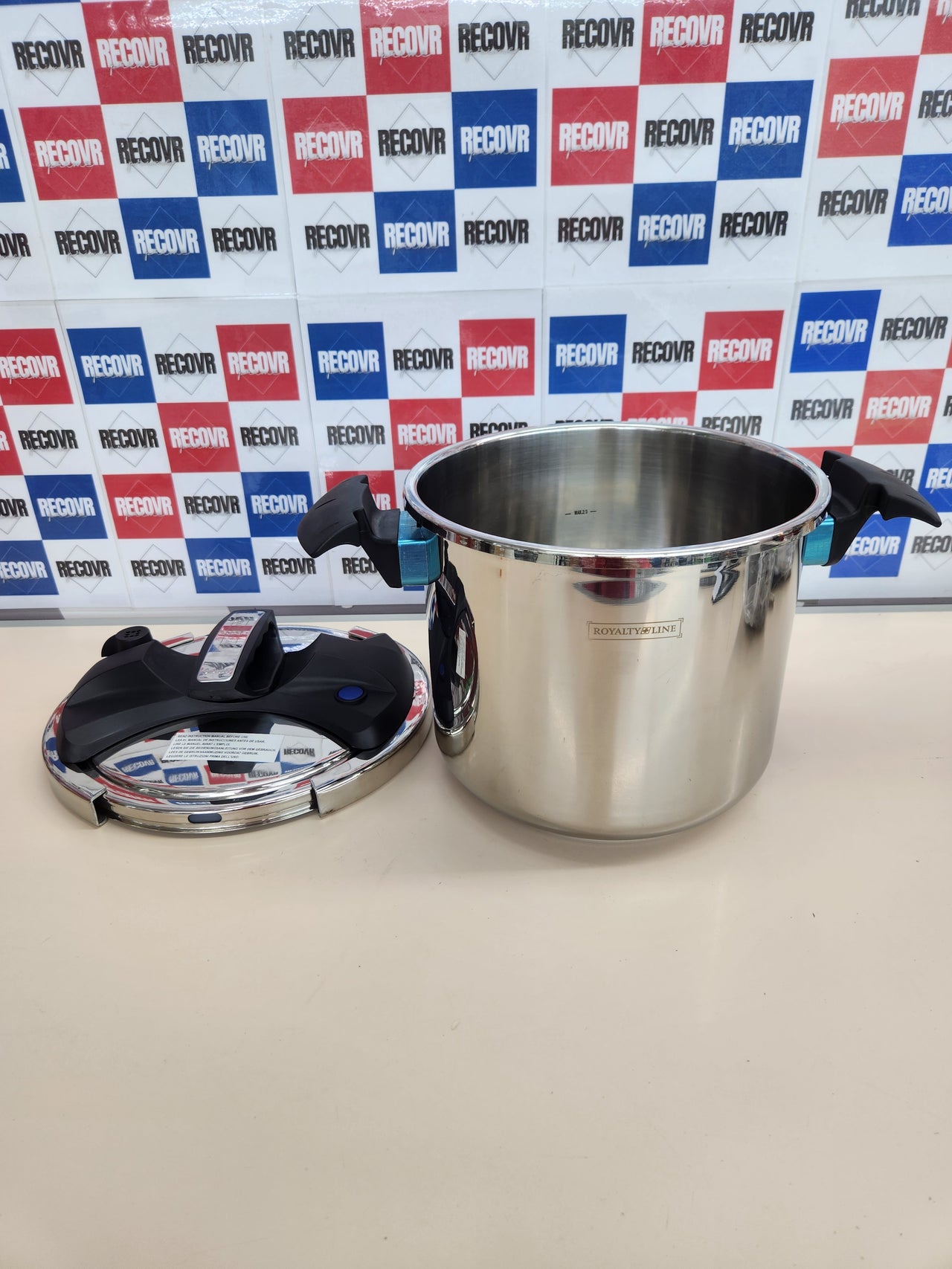 Olla a presión Royalty Line 10L 24cm acero inoxidable con tapa segura y válvula limitadora presión RL-PS10L