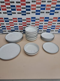 Vajilla porcelana 17 piezas blanco negro