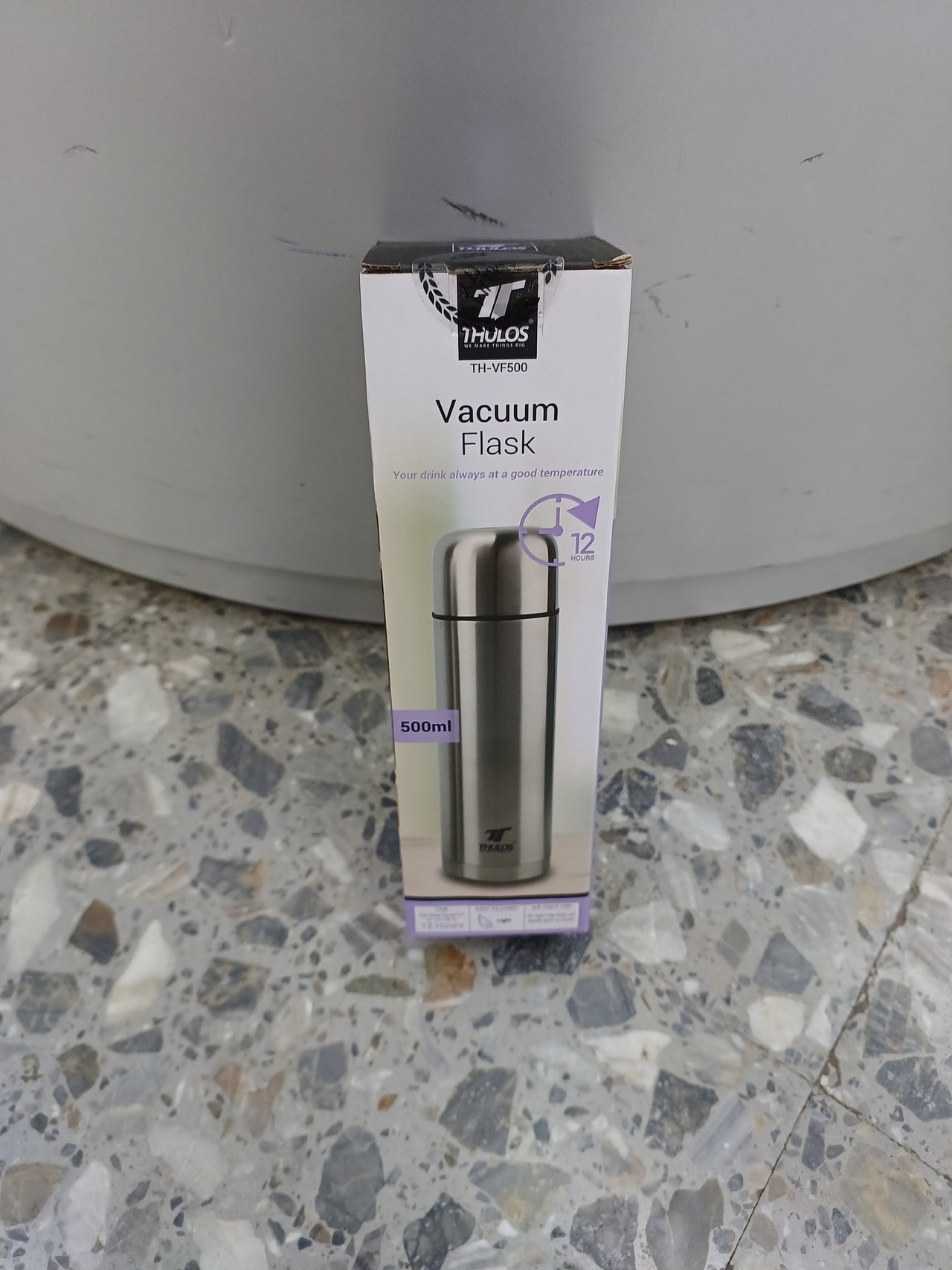 Termo para líquidos caliente/frío, ligero, 500ml, hasta 12h, doble aislamiento de acero inoxidable, THULOS TH-VF500