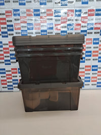 Cajas almacenamiento 35L apilables tapa 4ud SpaceXpert