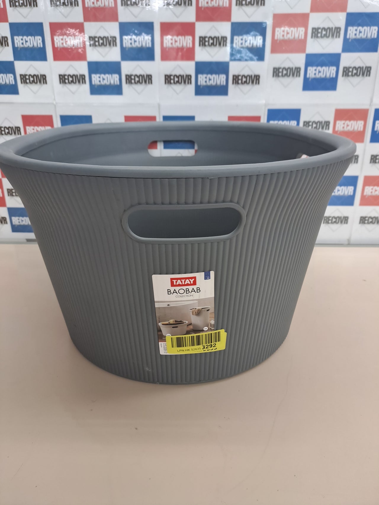 Cesto ropa 35L BPA gris 3 asas Tatay