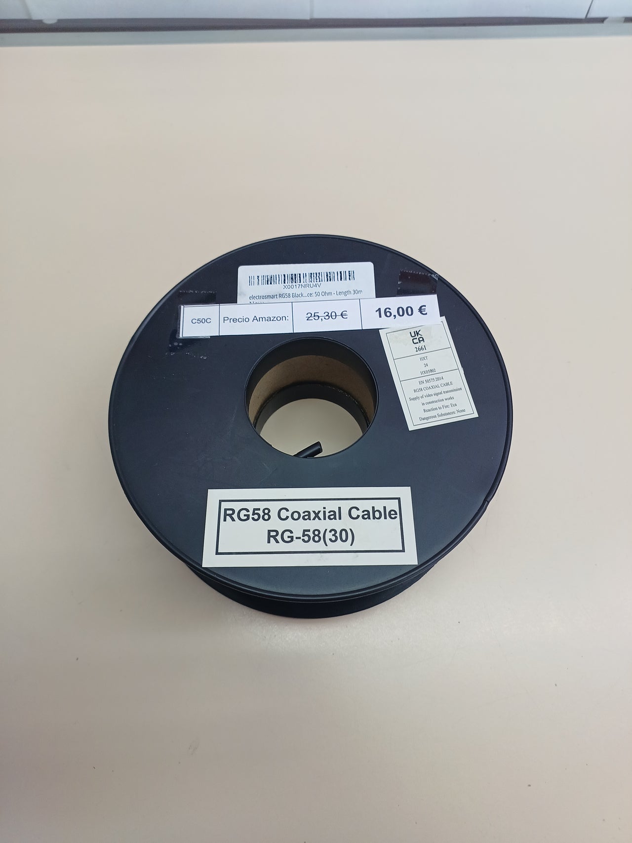 Cable coaxial RG58 50Ω 30 m negro electrosmart
