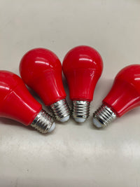 Pack de 4 bombillas LED E27 de colores para decoración y fiestas.