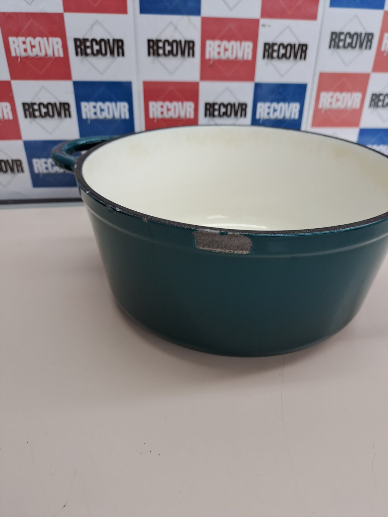 Olla hierro fundido 24cm esmaltada inducción azul Overmont