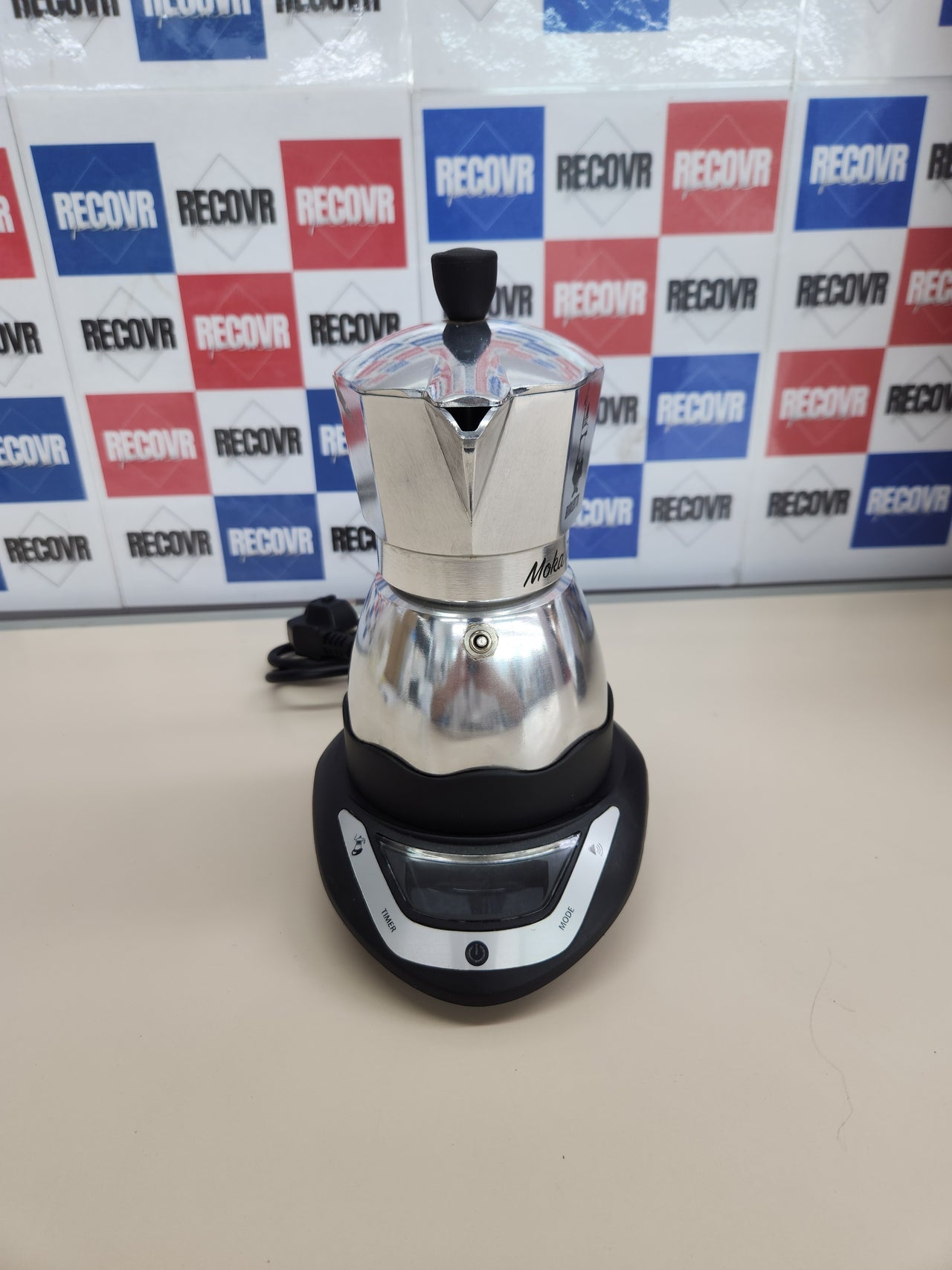 Cafetera, 365W, 3 tazas, Negro, Café Fabricante con Construido-in Temporizador, Bialetti Moka Temporizador