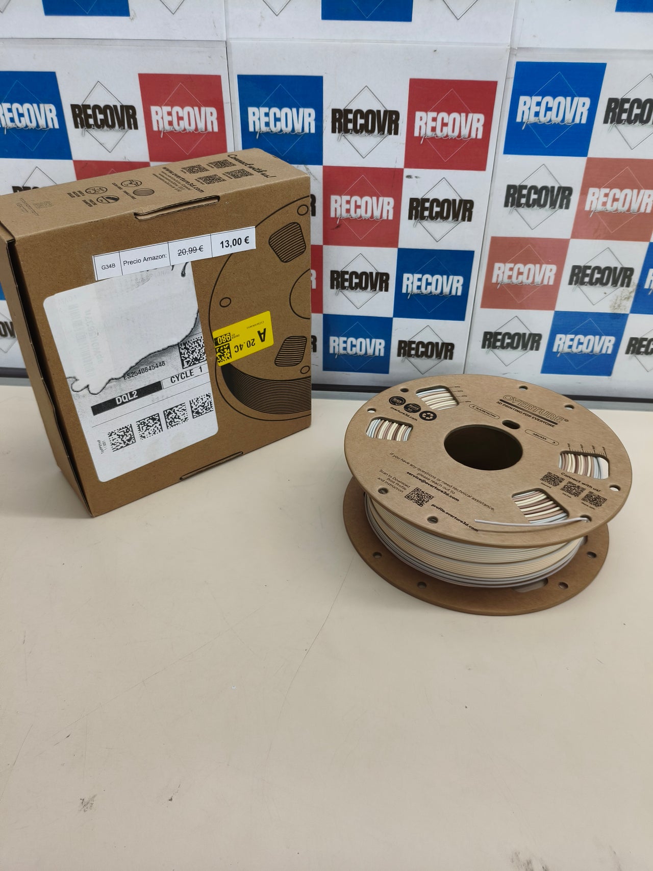 Filamento PLA efecto mármol para impresora 3D, 1,75 mm, 1 kg, roca fósil.