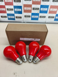 Pack de 4 bombillas LED E27 de colores para decoración y fiestas.