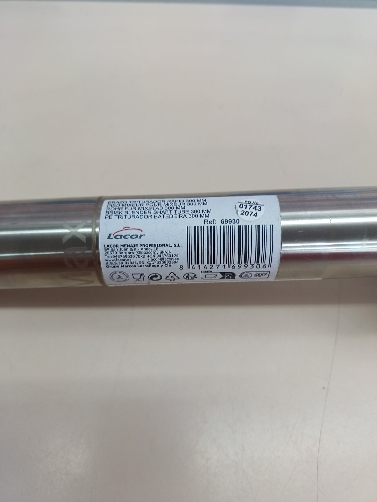 Brazo Triturador Lacor 69930 Acero Inox 30 cm