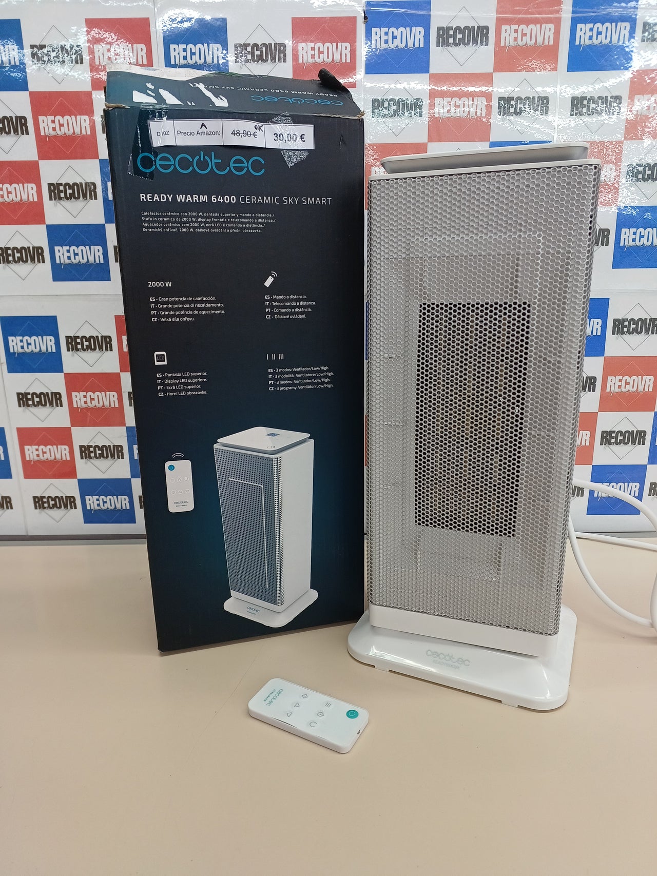 Calefactor cerámico 2000 W smart con oscilación y temporizador – Cecotec