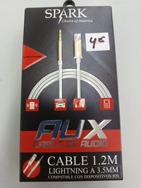 Cable 1.2m compatible con dispositivos iOS, Lightning A 3.5mm de la marca Spark
