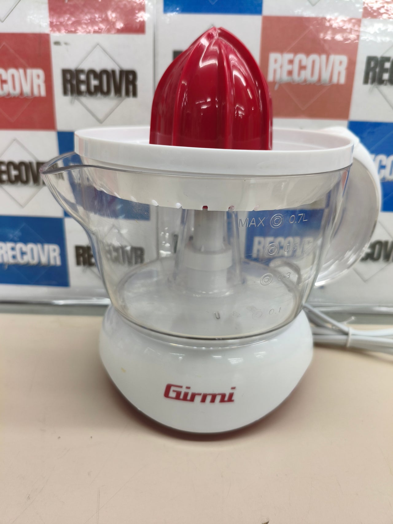 Girmi Sr02 Prensa De Cítricos Eléctricos 0,7 L 25 W Rojo, Blanco
