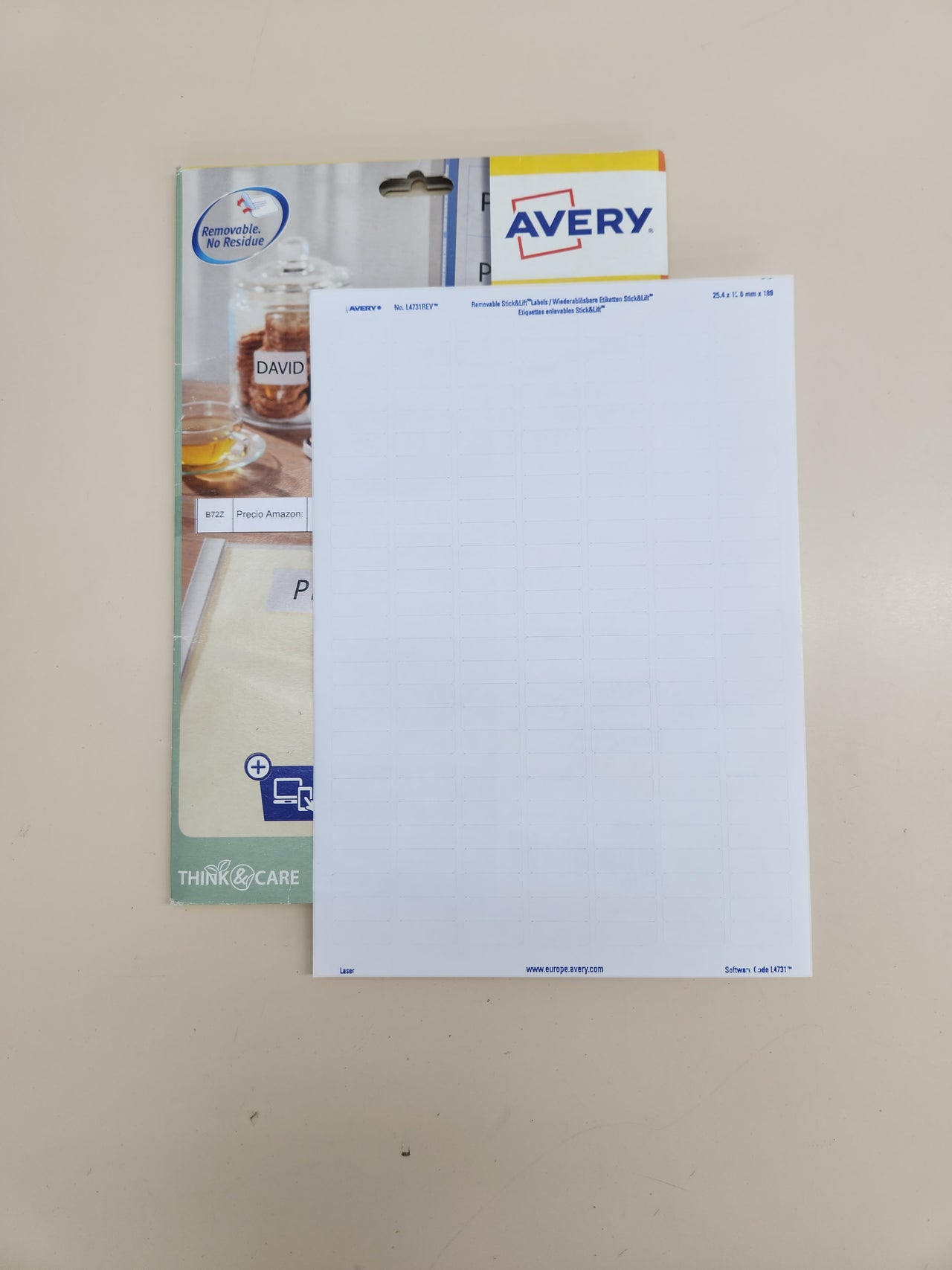Etiquetas adhesivas de papel blanco 25,4x10mm