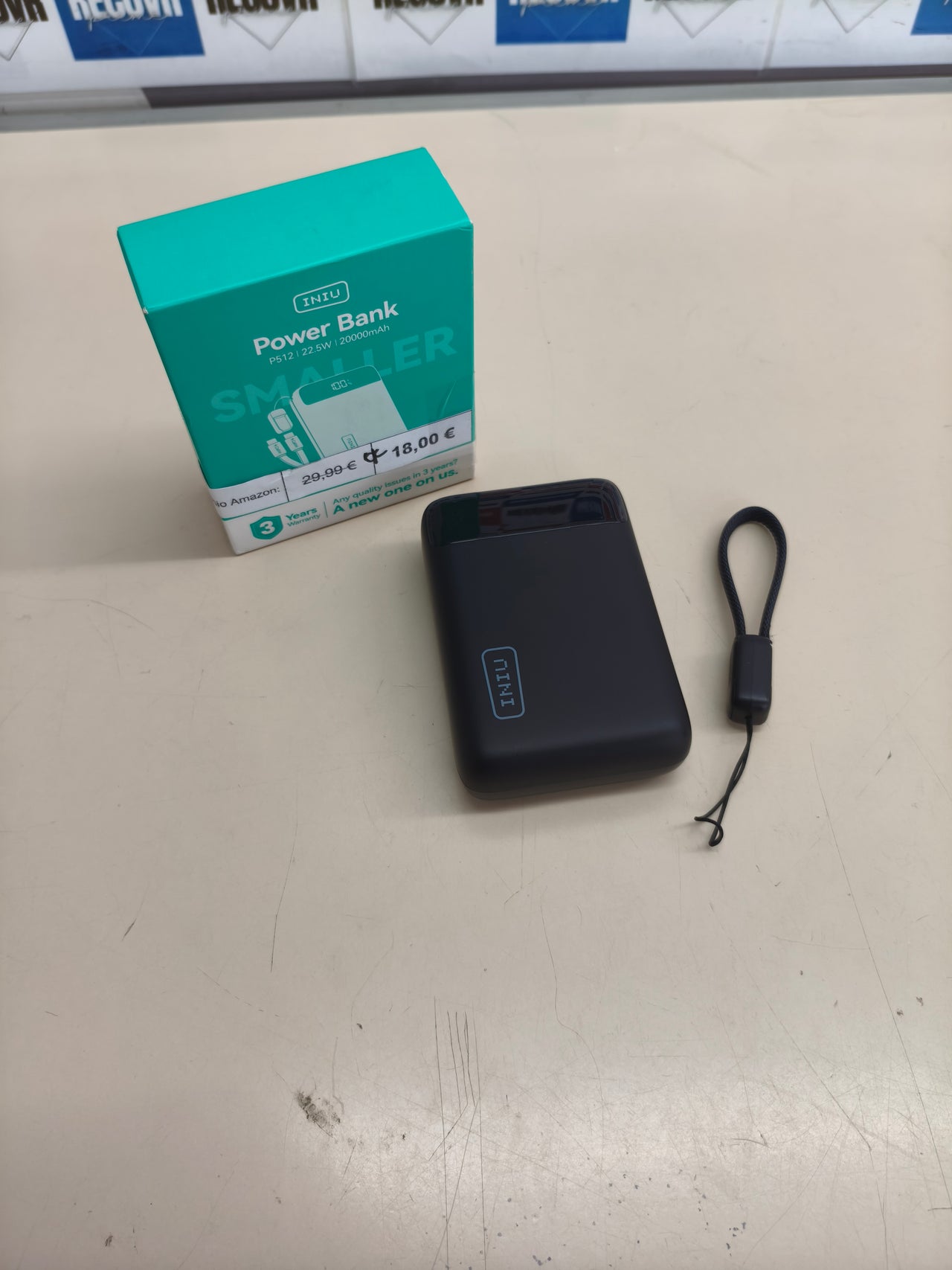 Power bank INIU de 20.000 mAh y 22,5 W con cable USB-C