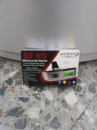 Báscula de maleta AICONIC, capacidad de hasta 50kg, luz de alarma para alerta al instante, A-5112
