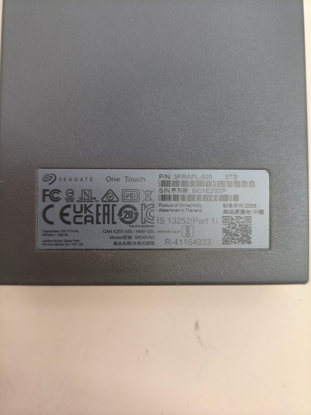 Disco duro externo Seagate One Touch 5 TB gris