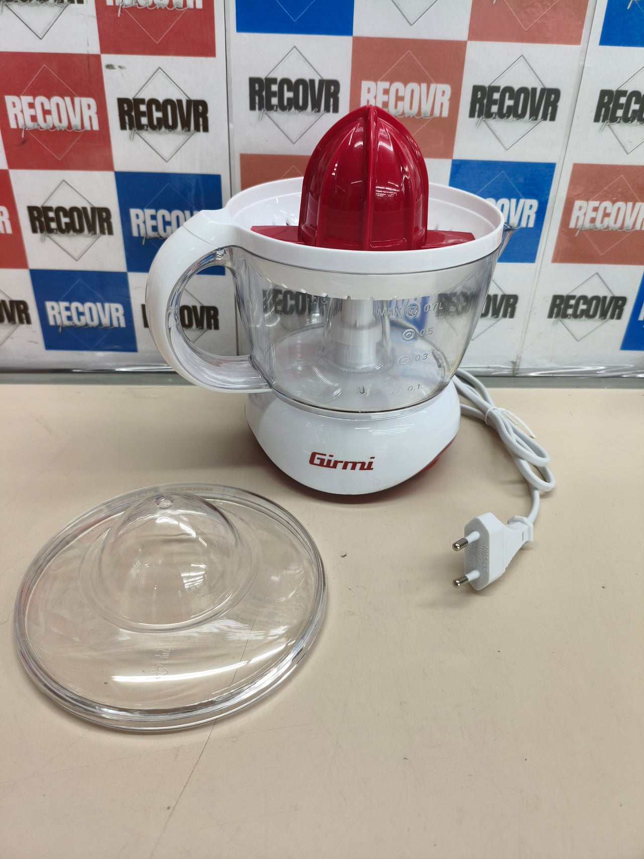 Girmi Sr02 Prensa De Cítricos Eléctricos 0,7 L 25 W Rojo, Blanco