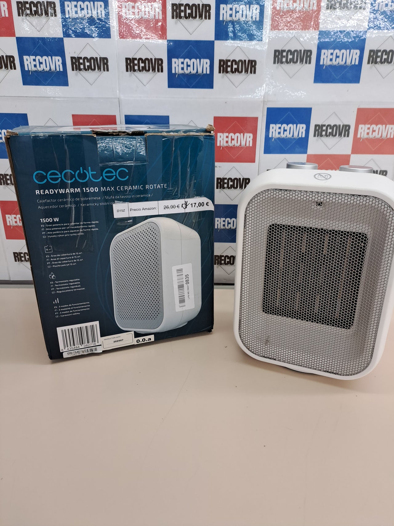 Calefactor cerámico 1500W oscilante ReadyWarm Cecotec