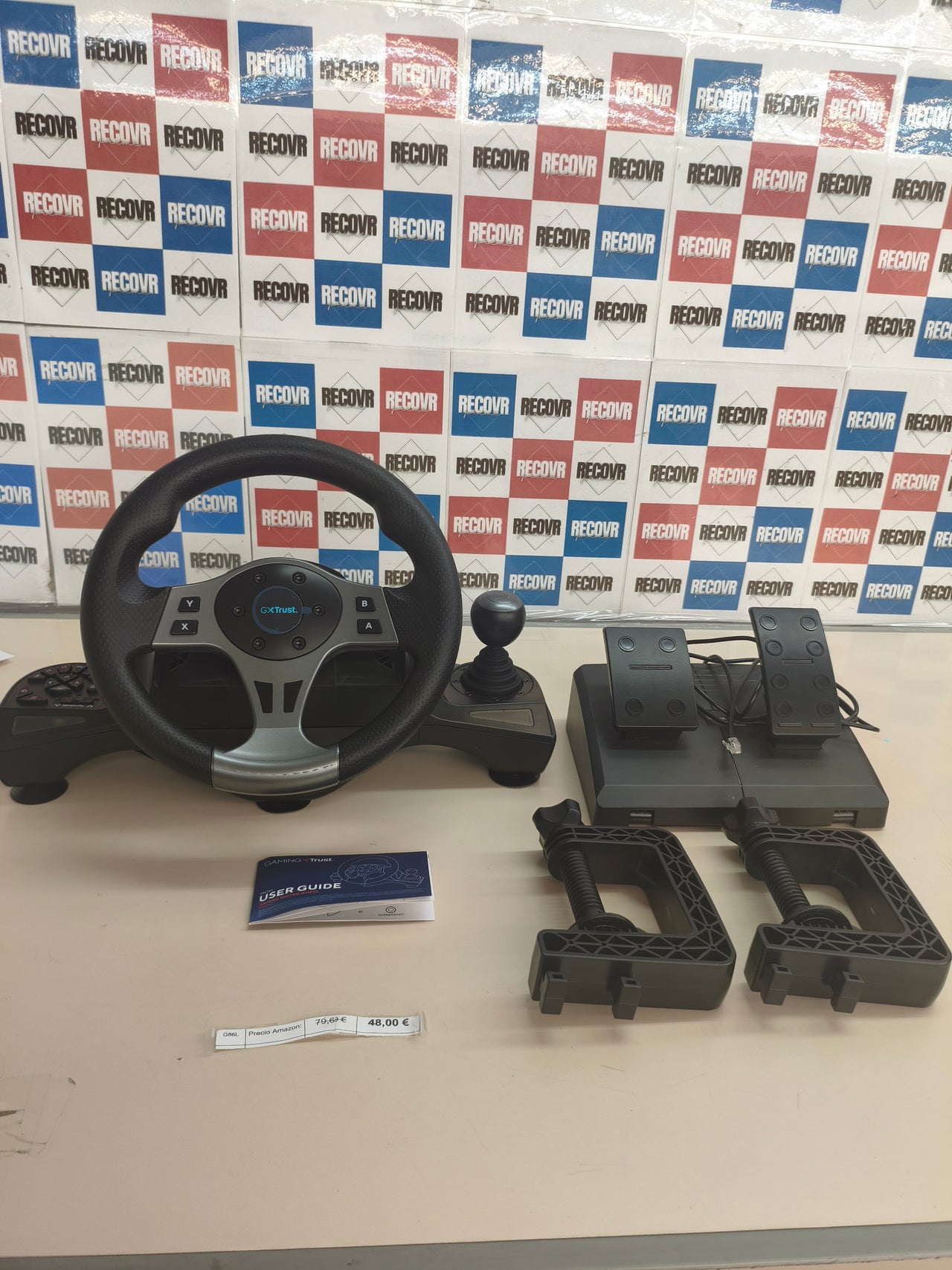 Trust GXT Movi, volante gaming para PC con pedales y levas
