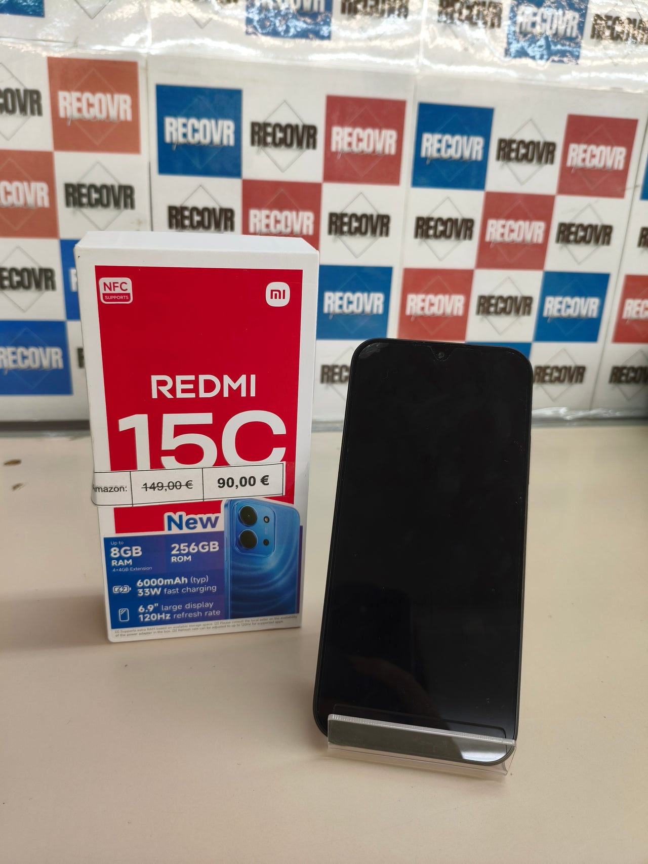 Xiaomi Redmi 15C, 4+256GB, 6,9", 120 Hz, negro