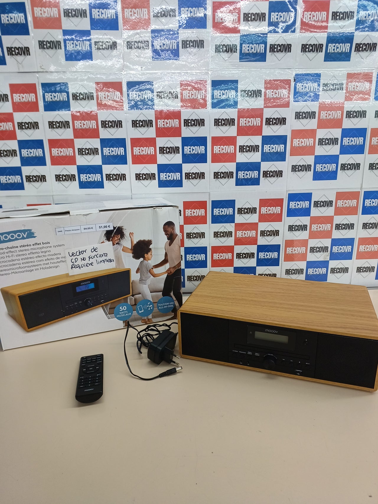 Reproductor de CD HiFi 50W con Bluetooth, FM, USB y AUX