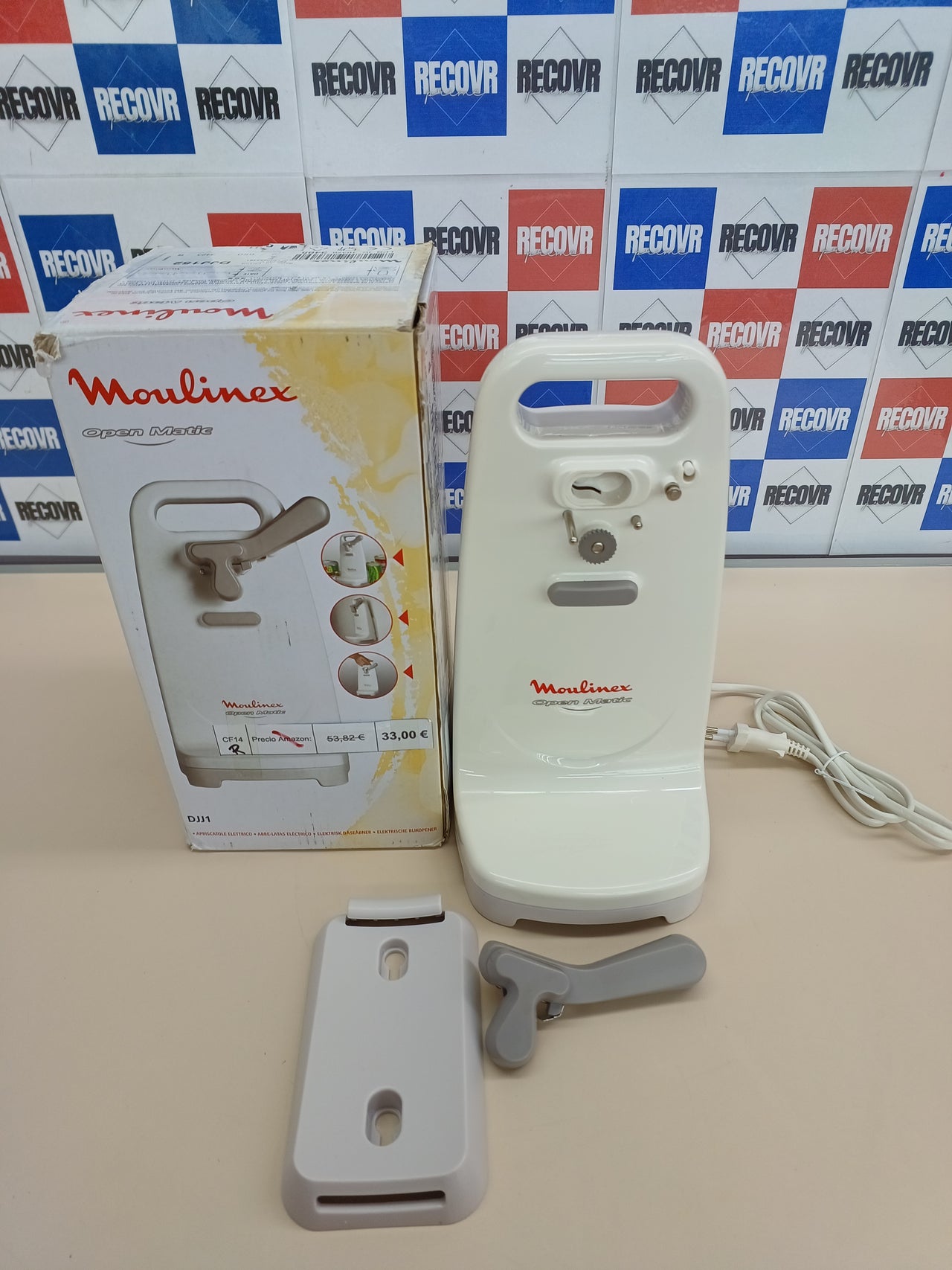 Moulinex Open Matic DJJ152 Abrelatas Eléctrico, 50 W, Plástico, Blanco