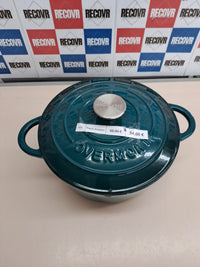 Olla hierro fundido 24cm esmaltada inducción azul Overmont