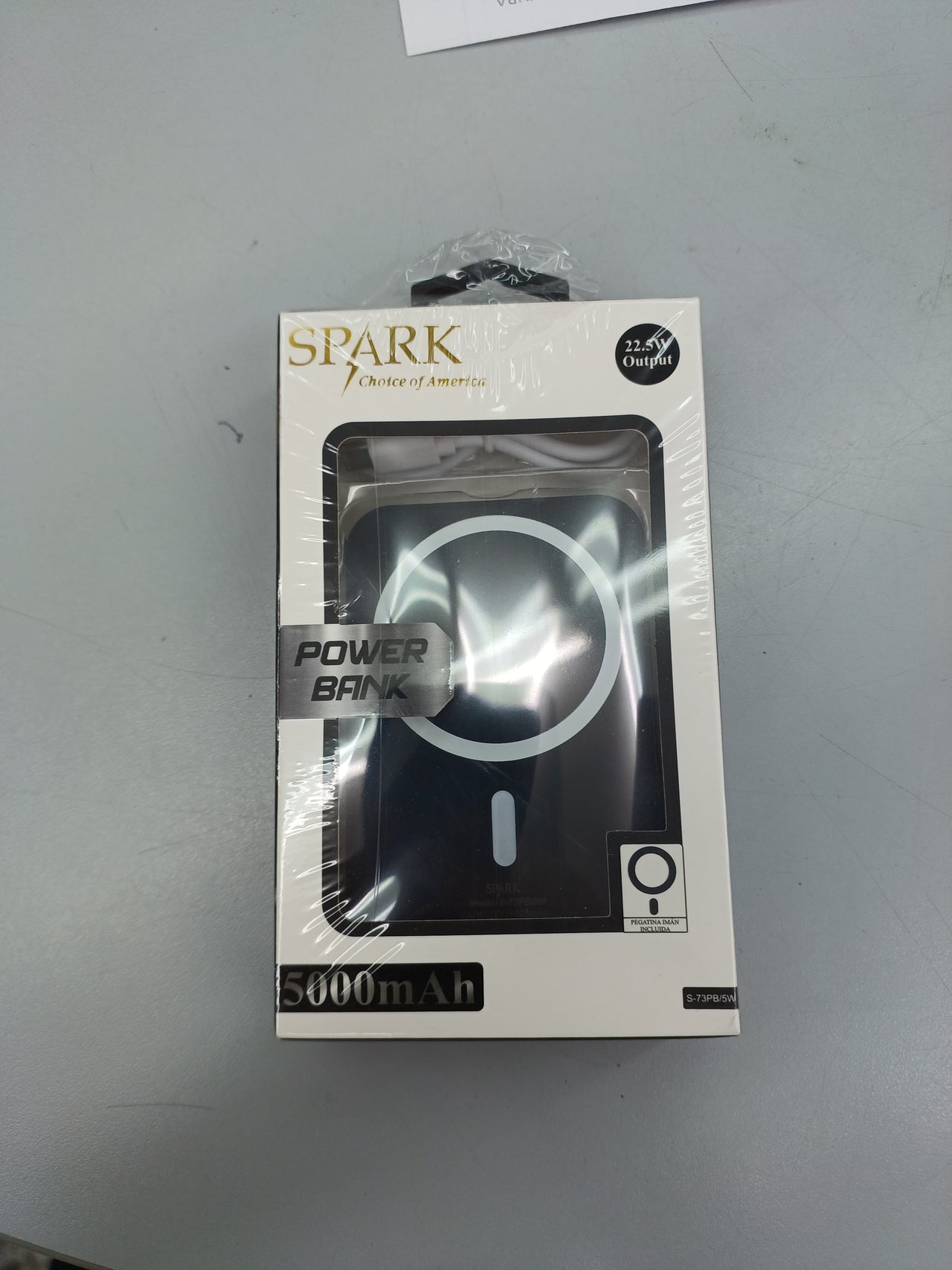 Power Bank Inalámbrico, carga rápida 22,5W 5000mAh, salida USB, Autoapagado
