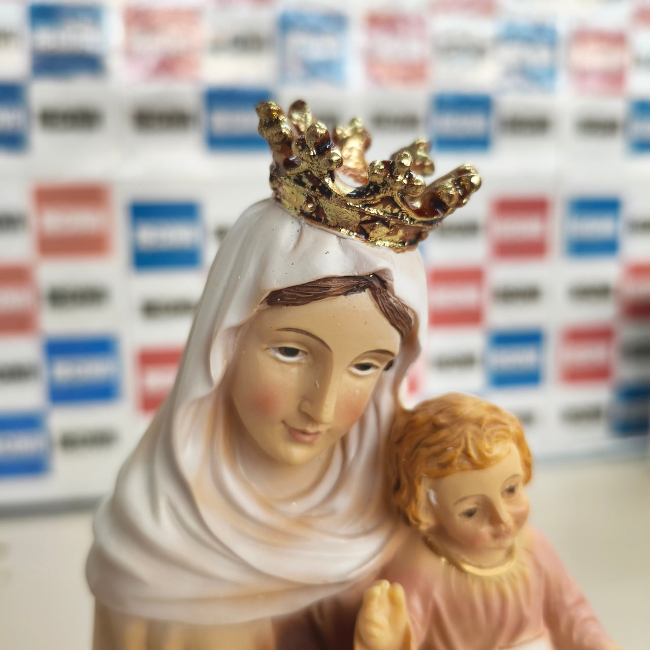 Figura Virgen del Carmen pintada a mano, 30 cm