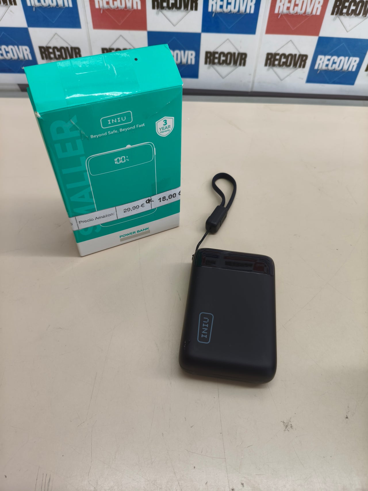 Power bank INIU de 20.000 mAh y 22,5 W, con cable USB-C