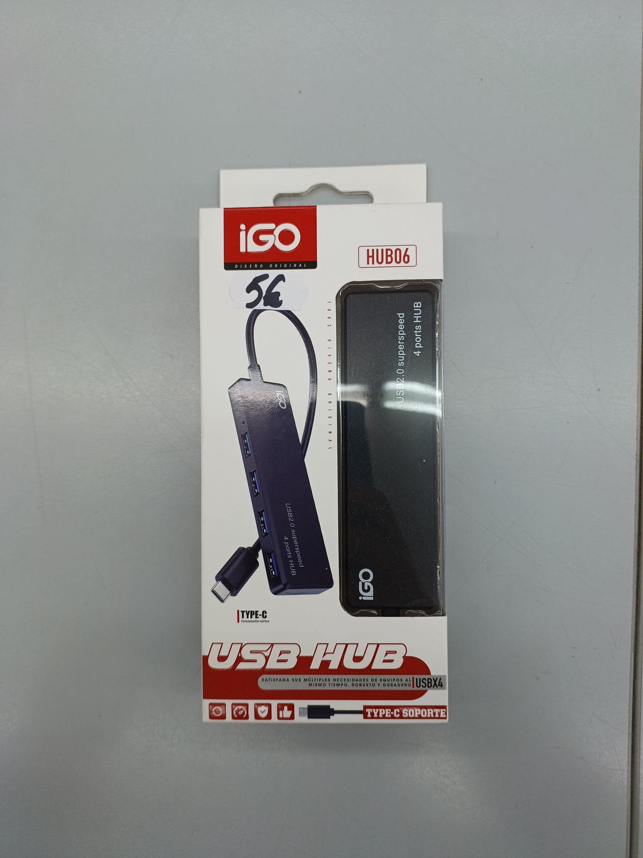 USB 2.0 HUB Tipo-C, transmisión rápida,