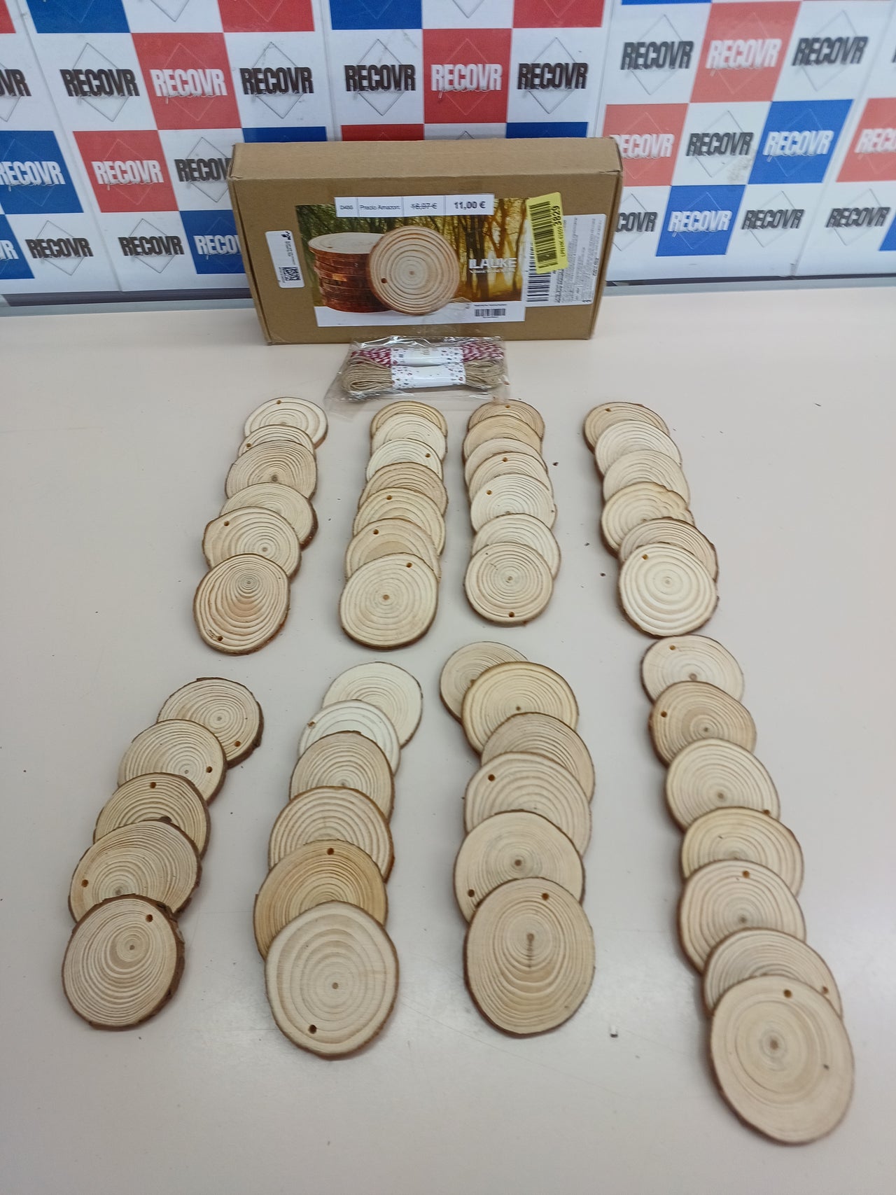 Rodajas madera natural 6–7 cm manualidades 50 pcs