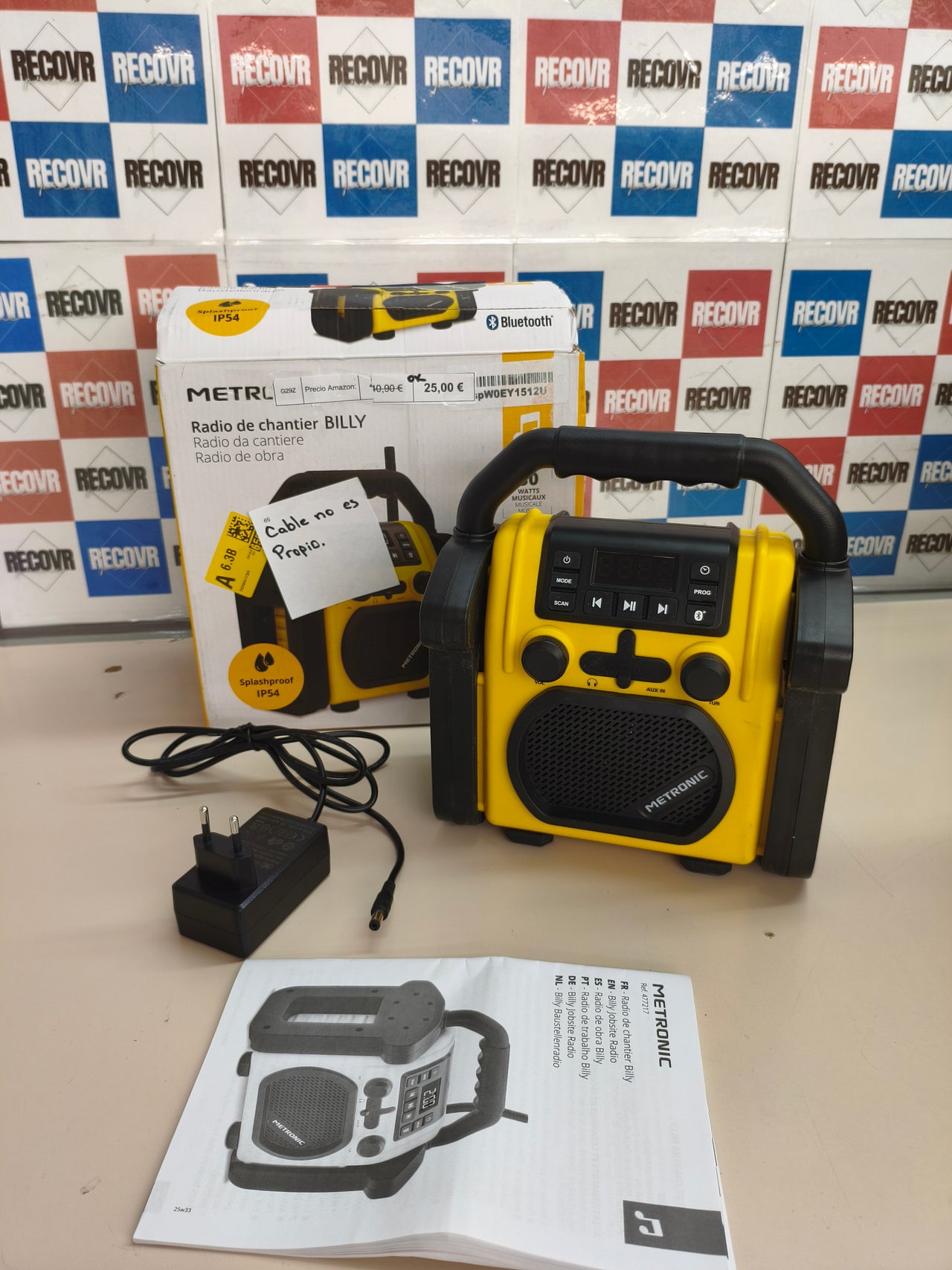 Metronic 477217, radio de obra FM/Bluetooth, 30 W, IP54