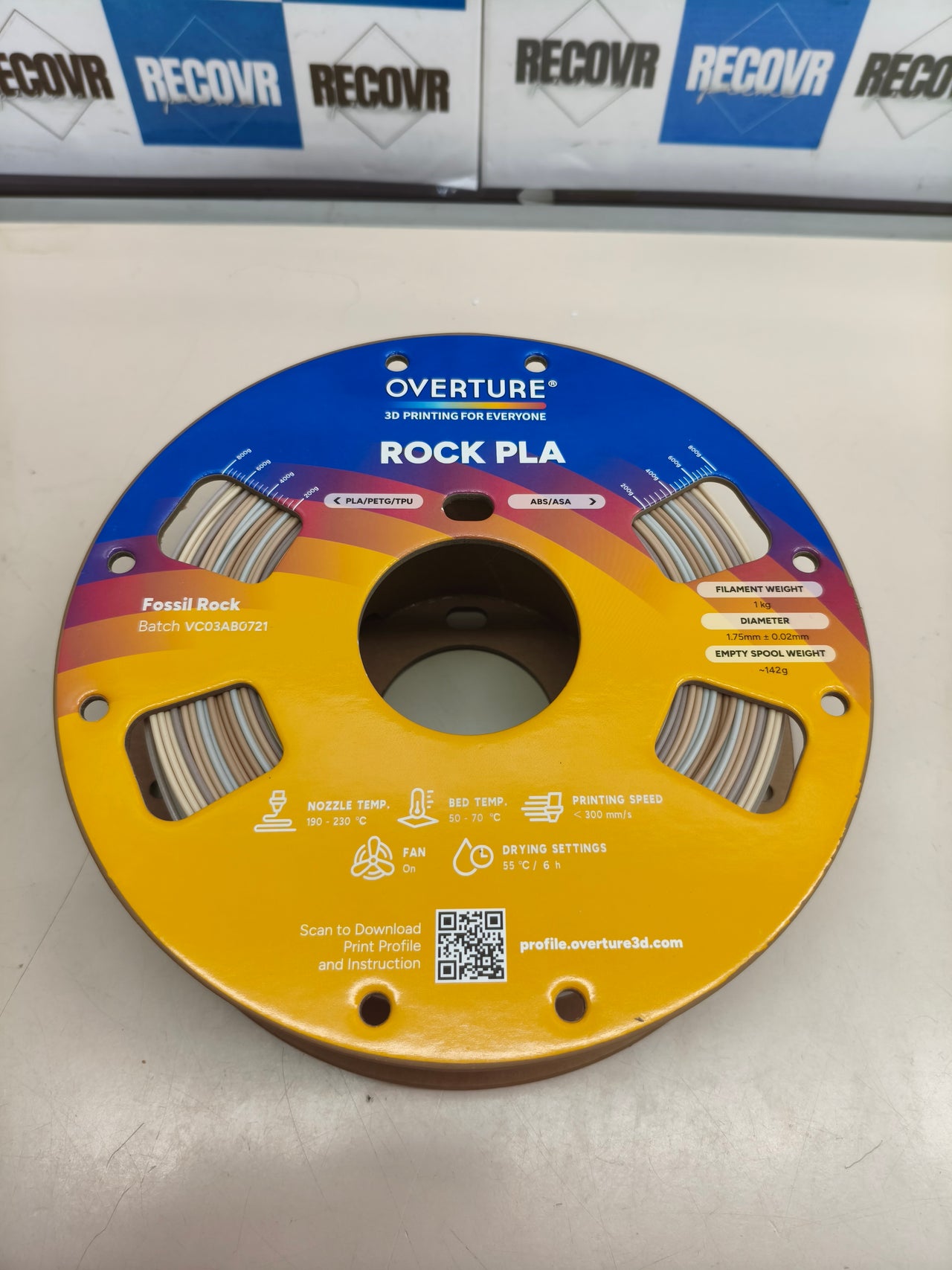 Filamento PLA efecto mármol para impresora 3D, 1,75 mm, 1 kg, roca fósil.