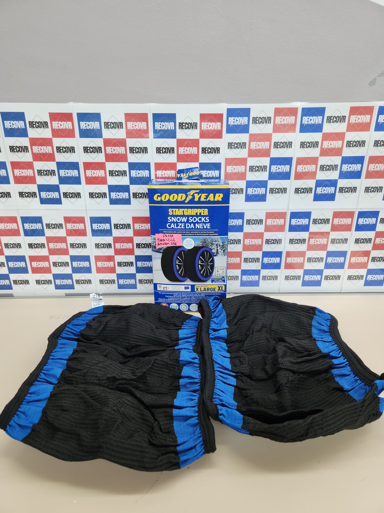 Goodyear Calcetines de nieve GoodYear Star Gripper homologados Italia EN 16662-1:2020 dos cadenas de nieve de tela para coche. Snow Sock Talla XL