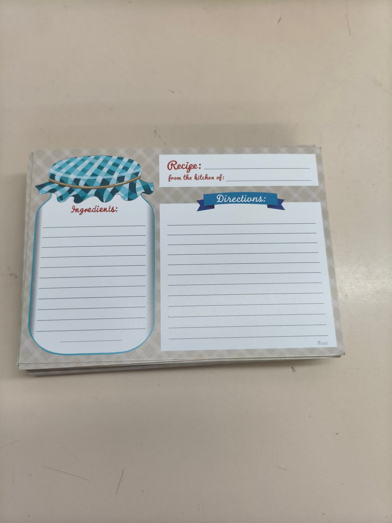 Caja de madera para recetas con 50 tarjetas en blanco