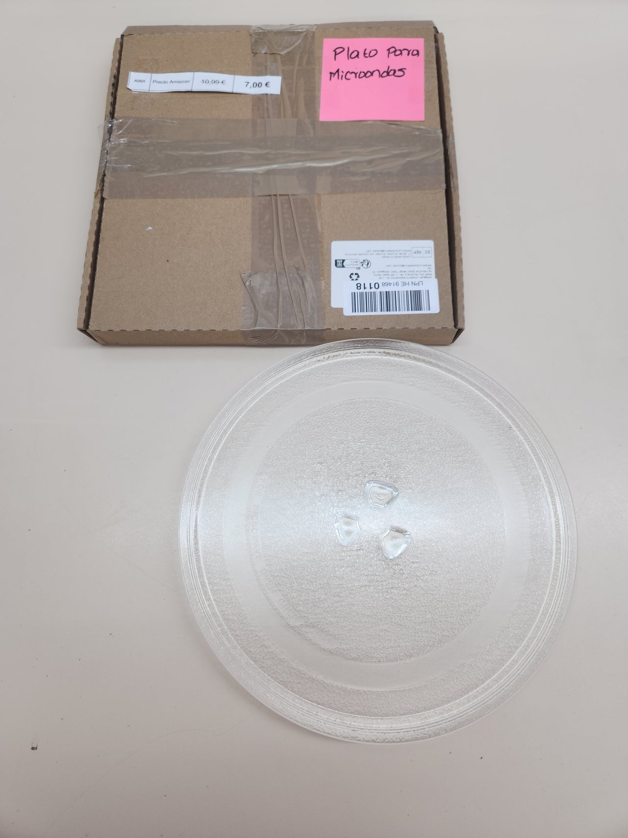 Plato Microondas 24.5 CM Universal 245 mm de Diámetro, Plato Giratorio de Cristal Redonda con 3 Fijadores Apto para Todos los Modelos de Microondas con un Plato Giratorio WinGluge
