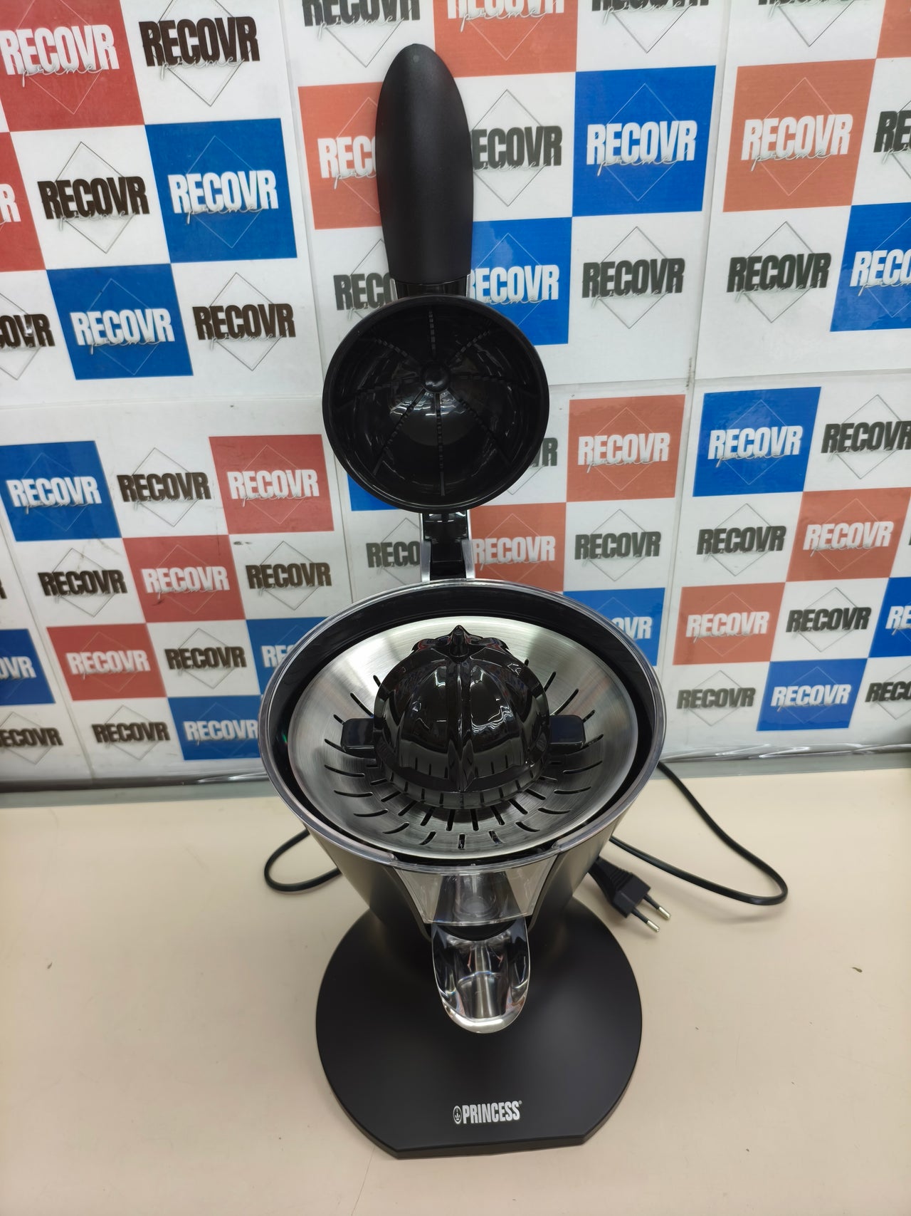 Exprimidor de palanca 300 W con 2 conos inox