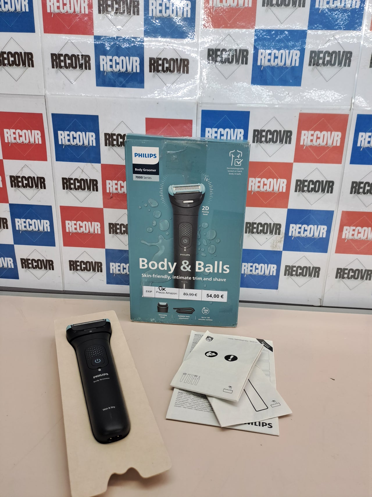 Philips Afeitadora Corporal S7000 - Recortadora para Hombre con Cabezal Pivotante Intercambiable 2D, Sistema Triple Protect, Apta para la Ducha y la Zona Íntima, 120 min. de Autonomía, BG7480/15