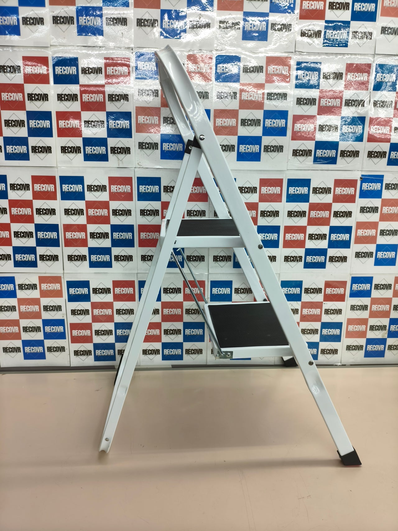 Escalera de tijera SONGMICS 2 peldaños plegable blanca carga 150 kg