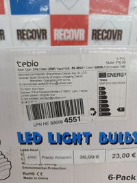 Bombillas LED Maíz E14 25W 6000K 2500LM Pack 6