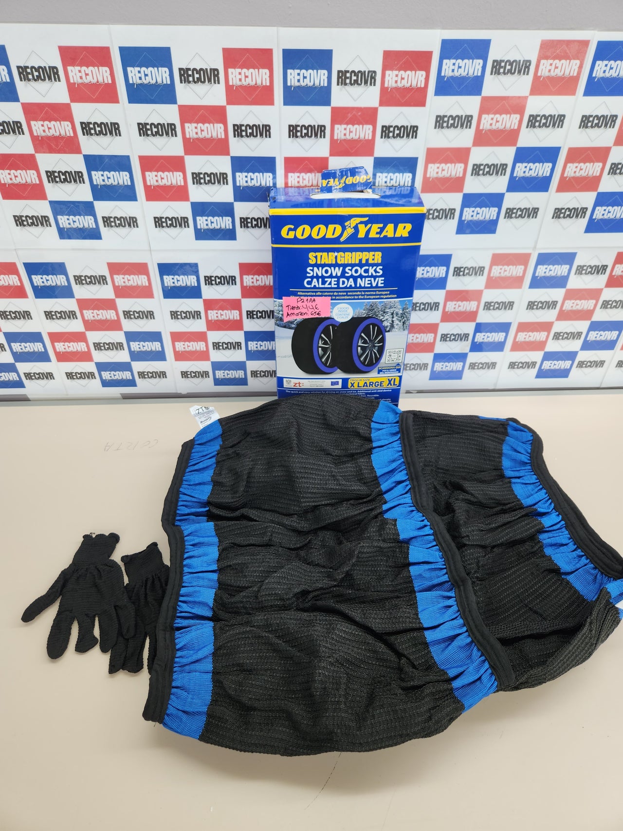 Goodyear Calcetines de nieve GoodYear Star Gripper homologados Italia EN 16662-1:2020 dos cadenas de nieve de tela para coche. Snow Sock Talla XL