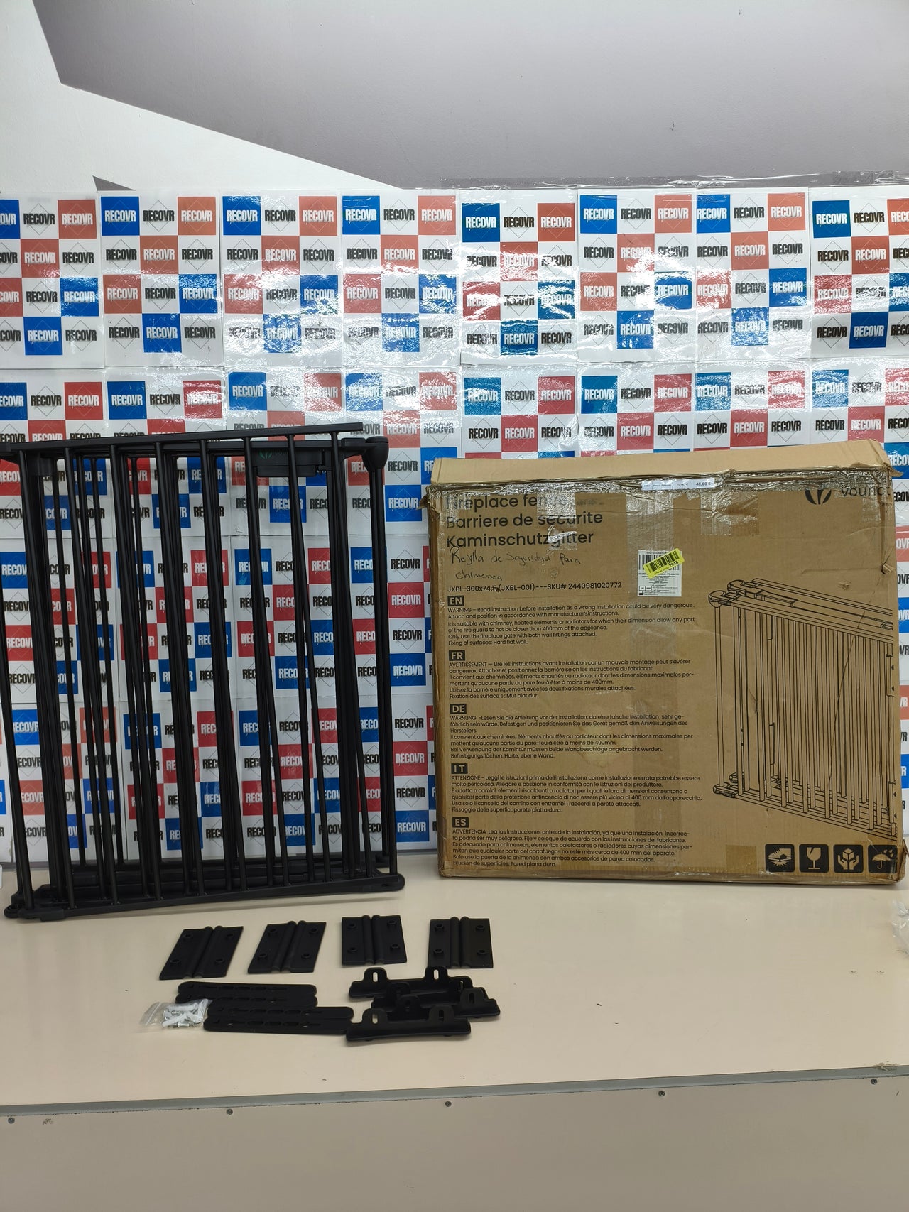 Barrera de seguridad para perros 300 cm negra con kit de montaje