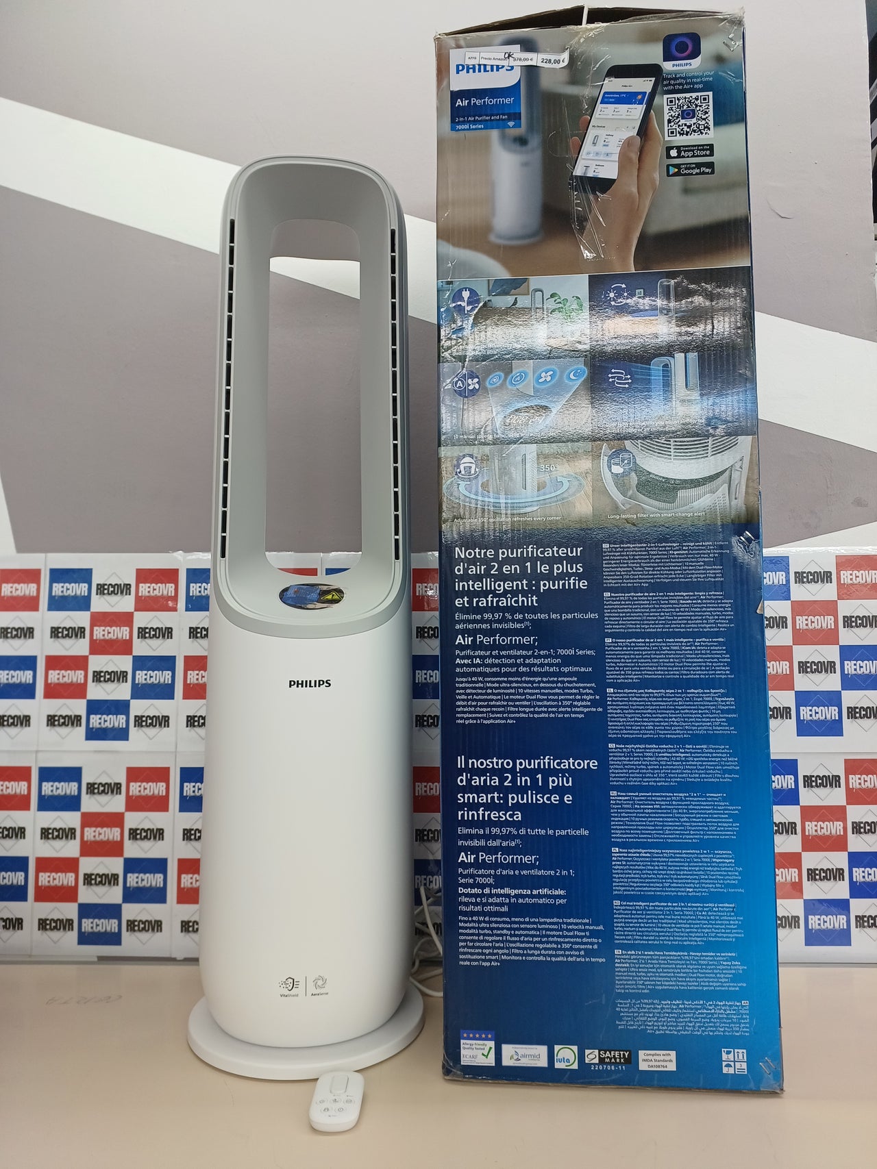 Purificador de Aire y Ventilador Inteligente, 70 m², Filtro HEPA, Alexa, App, Silencioso Philips Air Performer 2en1 AMF765/10