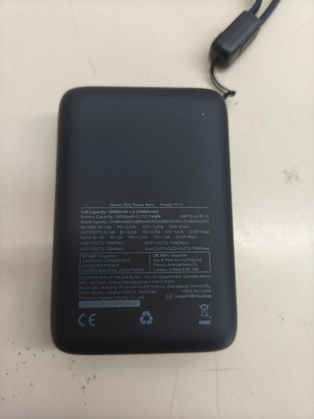 Power bank INIU de 20.000 mAh y 22,5 W